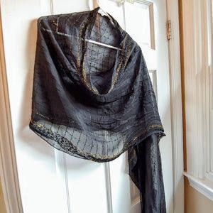 Black Sheer Wrap with Gold Trim